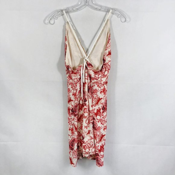 🌹Tea n Cup Red Floral Crochet Halter Mini Dress - Picture 6 of 9